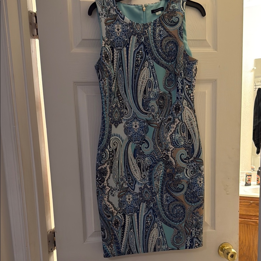 Tommy Hilfiger Elegant Paisley Print Dress - Blue and White